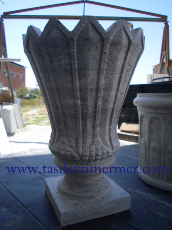 Traverten İşlemeli Saksı